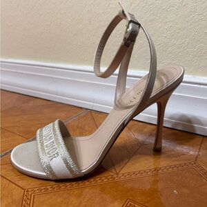 Dior Beige and Gold Strappy Heels
